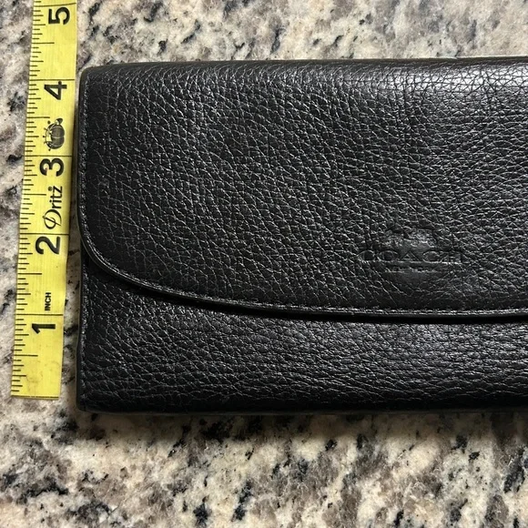 Coach Black Pebbled Leather Checkbook Wallet EUC - Picture 5 of 8